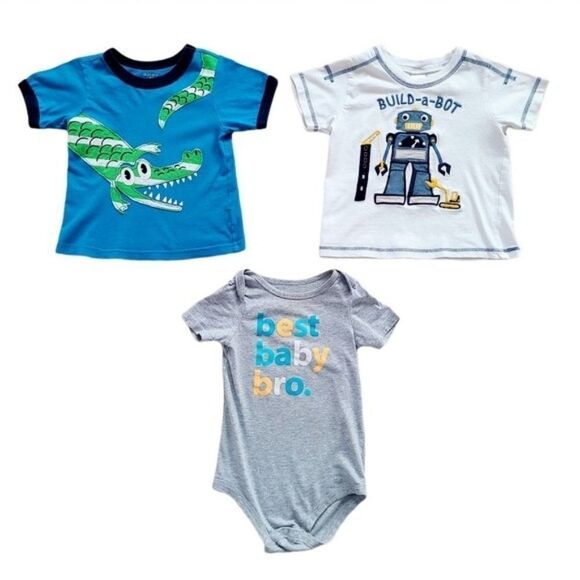 LOT 2 Boys Short Sleeve T-Shirts & Onesie 18-24 months - Picture 1 of 10